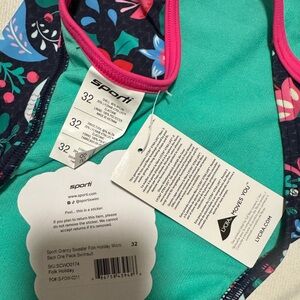 Sporti Teal and Pink One Piece Swimsuit